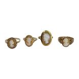 Quantity Of 9ct Gold And Cameo Rings ( 10.7 grams )