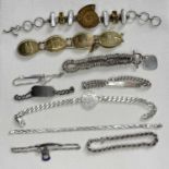 Mixed Lot Of Silver Bracelets To Include A Silver Gilt WW2 Victory Bracelet ( 157 Grams )