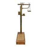 Pair of Early 20th Century W&T Avery Scales in Oak with Brass Fittings and Weights.