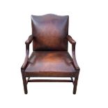 Very rare George III wide Gainsborough mahogany armchair