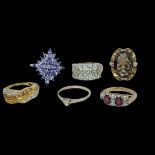 Mixed Lot Of Silver Rings To Include a Solitaire Diamond Ring