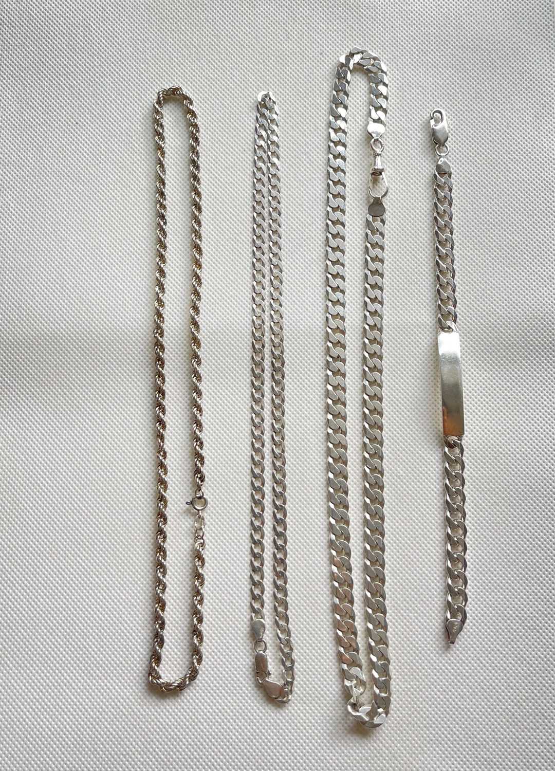 Mixed Lot Of Chains And A Curb Chain ID Bracelet ( 85 grams )