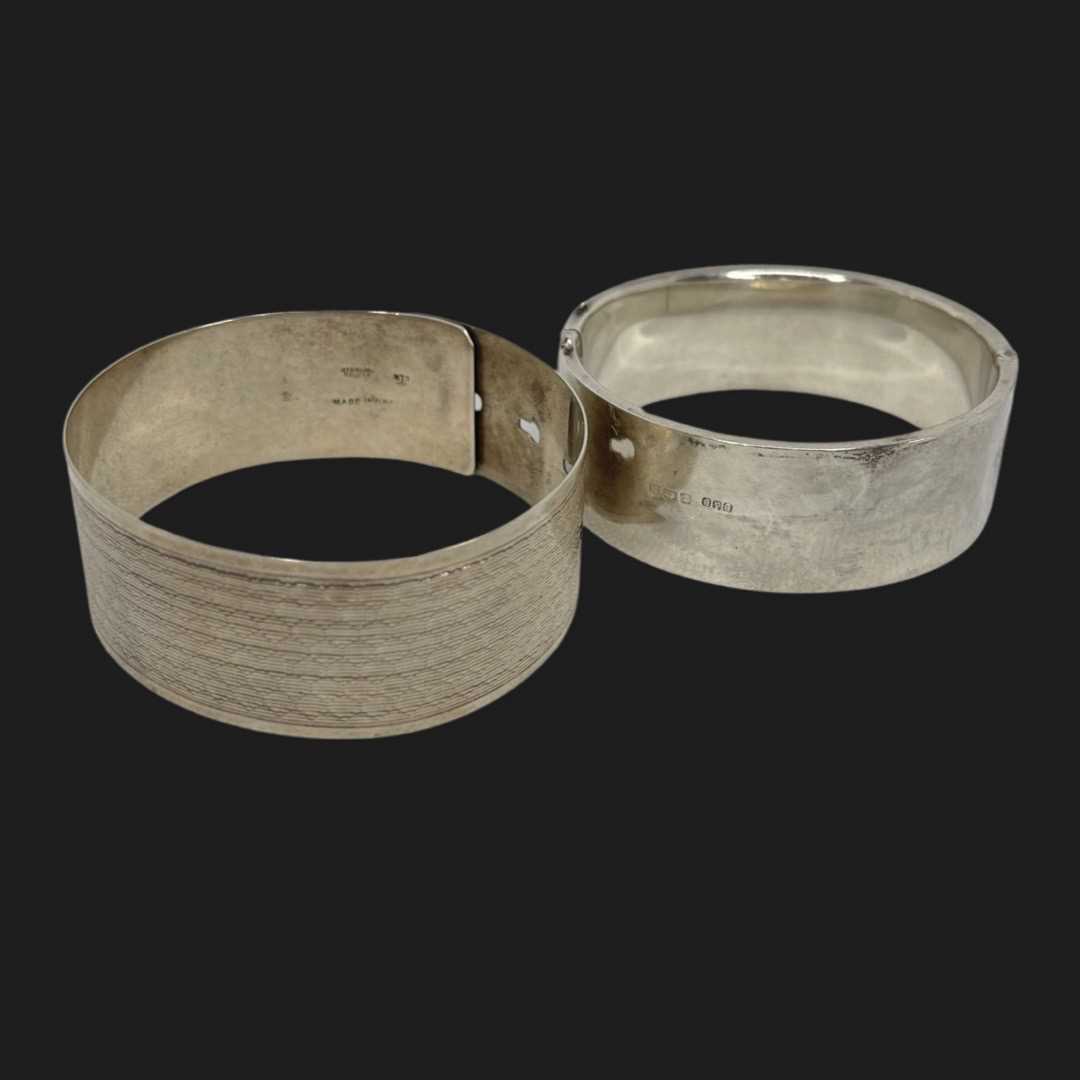 Mixed Lot Of Silver Bangles To Include A Diamond Baby Bangle ( 134 grams ) - Image 3 of 3