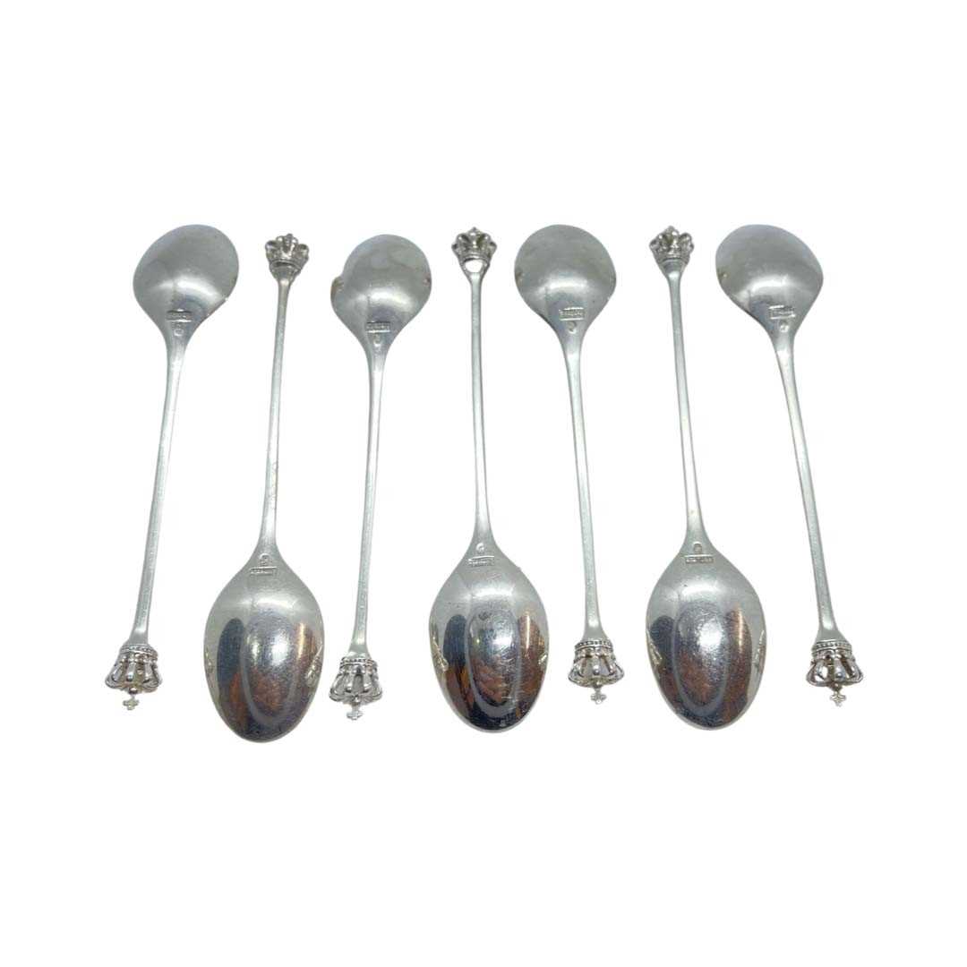 Set of 6 Crown Terminal Danish Silver Teaspoons. 20th Century. Maker DG. 59 g - Image 2 of 3