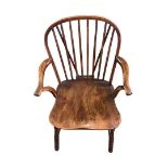 George III Yew, Ash and Elm Windsor Armchair, c. 1820.