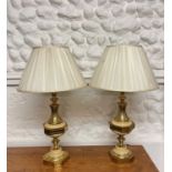 A pair 20th century decorative brass table lamps