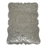 Heavily Chased Silver Card Case. 95 g. John Rose, Birmingham 1905