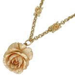 *Ivory Necklace with Pendant Modelled as a Rose