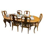 American Oak Oval Dining Table with 6 Chairs