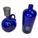 Two pieces of cobalt blue glass