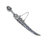 Russian Silver and Niello Work Miniature Dagger and Sheath Pendant