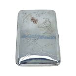 Russian Silver and Gold Mounted Cigarette Case. 125 g. 84 mark and makers mark.