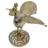 Silver Model of a Peacock. 40 g. Continental, 20th Century