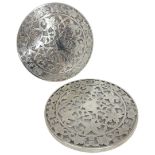 Pair of Silver and Glass Bottle Coasters. Webster Sterling Silver.