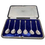 Cased Set of 6 Silver Seal Top Spoons. 46 g. Thomas Bradbury and Sons, Sheffield 1925