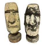Pair of Stone Easter Island Figureheads