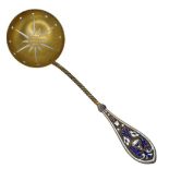 Scandinavian Gilt Metal and Cloisonne Enamel Strainer Spoon. c.1900