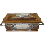 Impressive Silver Mounted Oak Casket. Marples and Beasley, Birmingham 1906