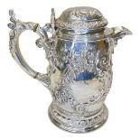 Large Fine Victorian Silver Embossed Jug. Martin, Hall and Co., London 1883
