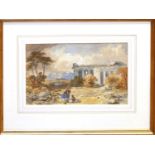 ENGLISH SCHOOL (19TH CENTURY) CLASSICAL LANDSCAPE WITH FIGURES