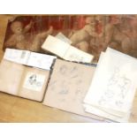 BOX OF ASSORTED EPHEMERA, DRAWINGS