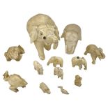 A selection of carved Ivory animals