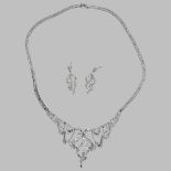 A Silver Cubic Zirconia Necklet and Earrings