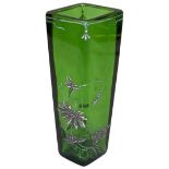 A French diamond shaped green vase