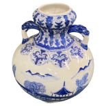 A large blue and white Chinese vase