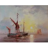 L.ALEXIS (BRITISH, 20TH CENTURY) THAMES BARGES AT SUNSET