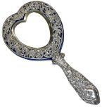 Ornate Embossed Silver Heart Hand Mirror. Henry Matthews, Birmingham 1900