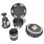 A collection of black and white Wedgwood Jasperware to include