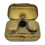 Travelling Brass Writing Set. Early 20th Century