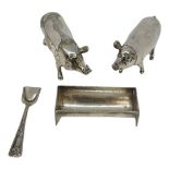 Silver Plated Pigs and Trough Cruet Set. 20th Century