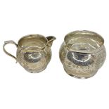 Aesthetic Movement Silver Sugar Bowl and Cream Jug. 169 g. H.Bros, Birmingham 1887