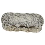 Fine Victorian Silver Snuff Box. 80 g. Alfred Taylor, Birmingham 1853