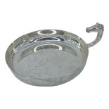 Hermes Silver Plated Dish with Horse Handle. Hermes