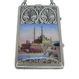 Rare and Unusual Silver and Enamel Chatelaine Compact Set. 70 g. Continental