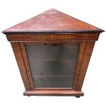 Edwardian Mahogany Glazed Corner Cabinet with Inlay Detail.