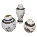 3 Japanese crackleware pieces