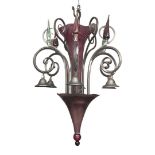 Bespoke Modern Commissioned Italian Wrought Iron and Venetian Glass Hanging Chandelier.