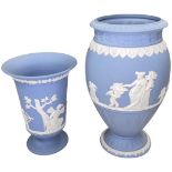 2 Wedgwood blue Jasperware vases,