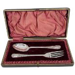 Cased Silver Christening Fork and Spoon. 30 g. William Briggs and Co., Sheffield 1902