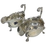 Pair of Georgian Silver Sauce Boats. 579 g. London