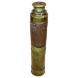 Late 19th Century Brass and Leather Bound 3 Drawer Telescope