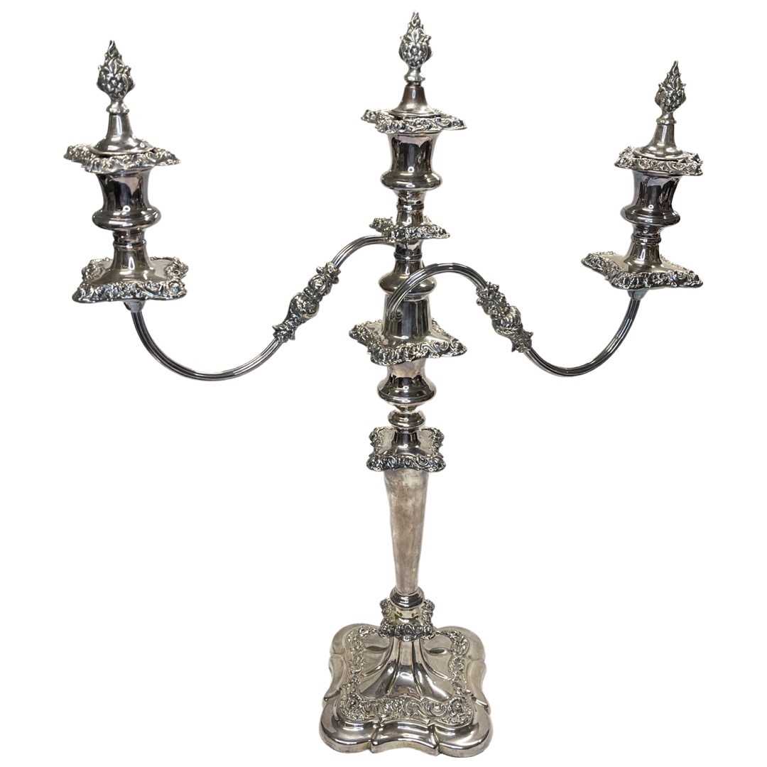 Impressive and Very Good Quality 3 Arm Silver Plated Candelabra