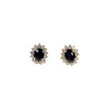 18ct Sapphire And Diamond Cluster Earrings (4.4g)