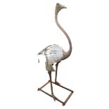 Cast iron and tin garden sculpture of an Ostrich