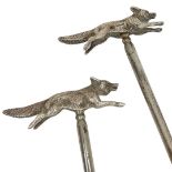 Pair of Rare Fox Handled Boot Hooks. 216 g (Foxes) William Hutton and Sons, Sheffield