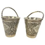Pair of Persian Isfahan Silver Tea Buckets. 140 g. Persian c. 1900